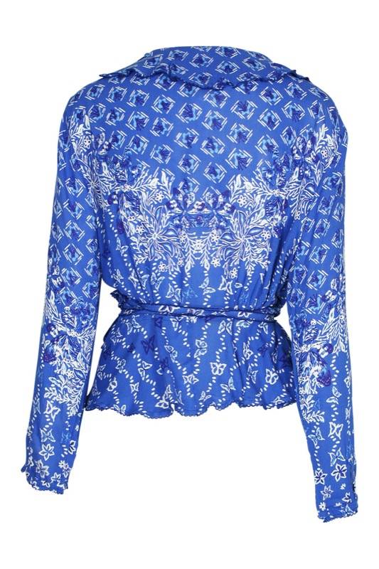 SALE Elise Wickel-Bluse In Blue Butterfly