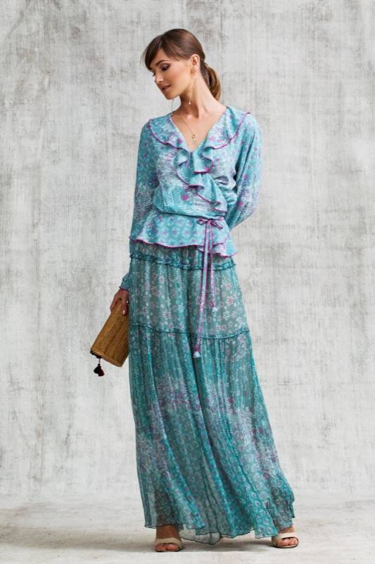 SALE Elise Wickel-Bluse In Green Butterfly