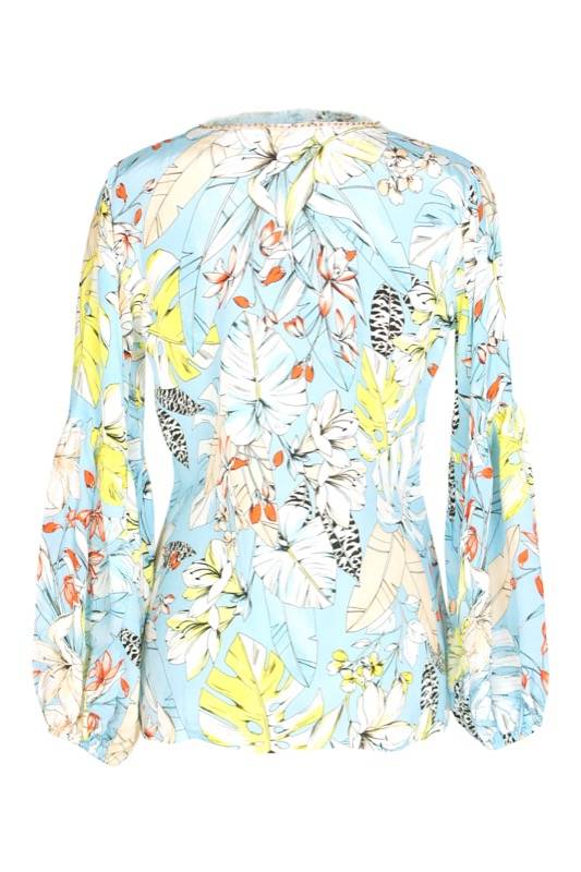 SALE Florale Bluse Hellblau