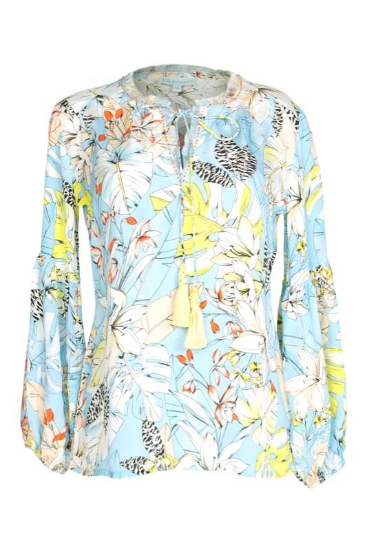 SALE Florale Bluse Hellblau