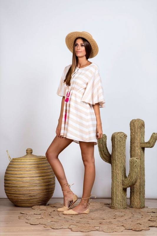 SALE Gaia Kleid Mit Streifen In Beige