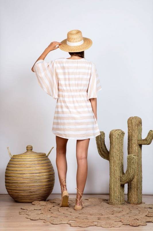 SALE Gaia Kleid Mit Streifen In Beige