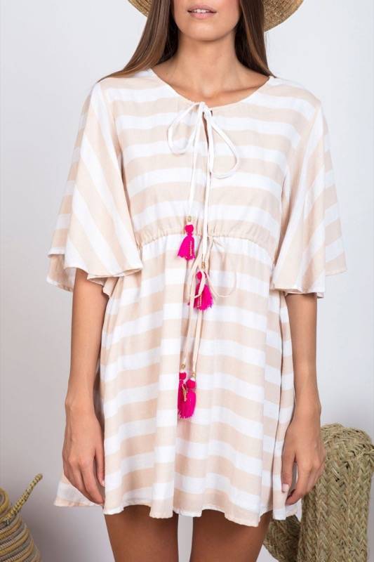 SALE Gaia Kleid Mit Streifen In Beige