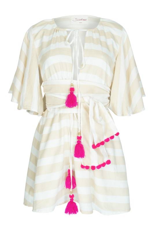 SALE Gaia Kleid mit Streifen in Beige