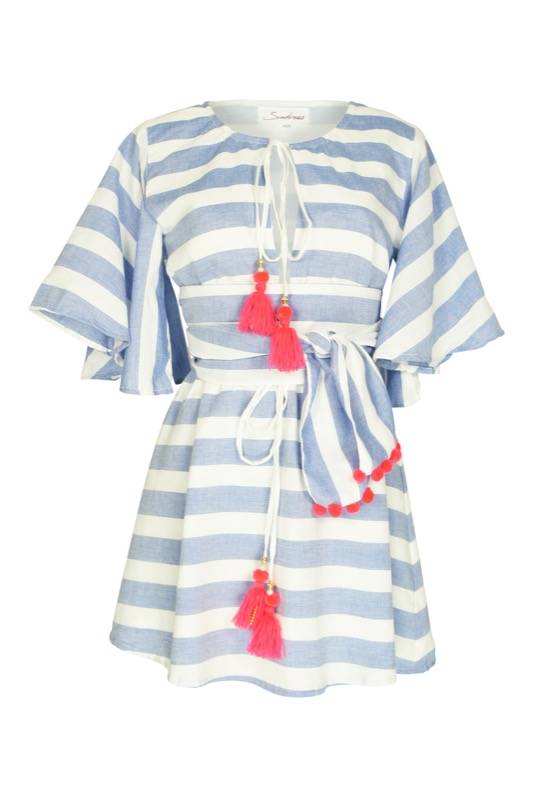 SALE Gaia Kleid Mit Streifen In Hellblau