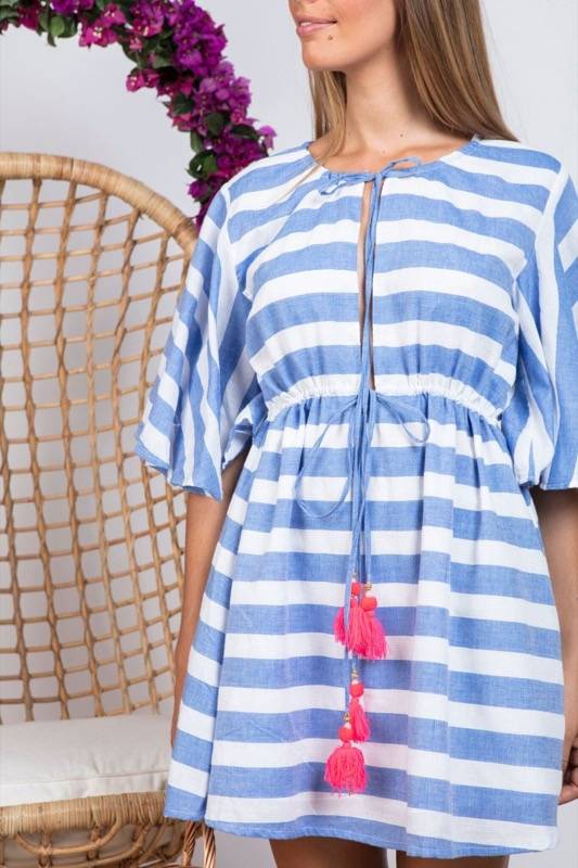 SALE Gaia Kleid Mit Streifen In Hellblau