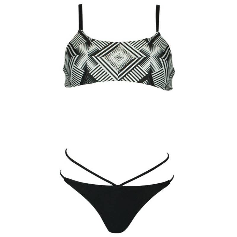 SALE Geometric Diamond Bikini Mit Perlenstickerei