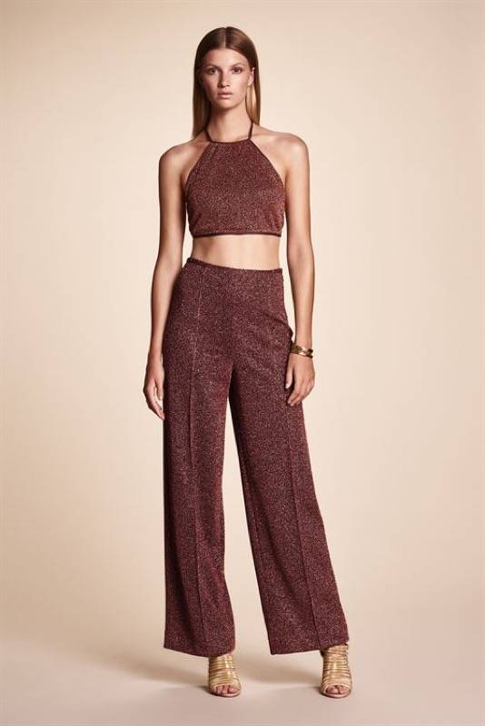 SALE Glitter Neckholder Top Braun