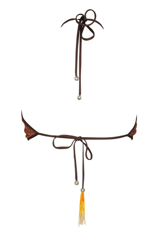 SALE Glitter Neckholder Top Braun