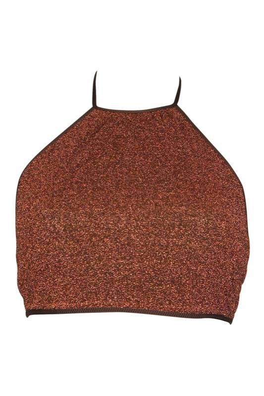 SALE Glitter Neckholder Top Braun