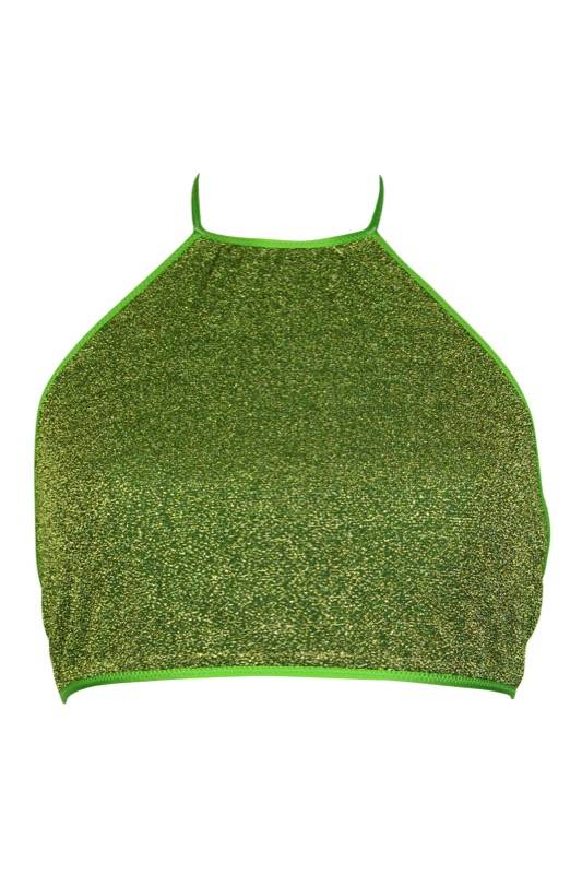 SALE Glitter Neckholder Top Grün