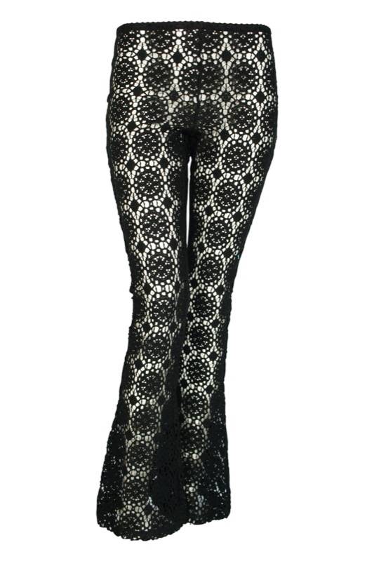 SALE Hose Aus Gehäkelter Baumwollspitze In Schwarz