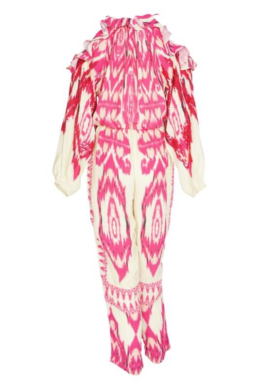 SALE Ikat Jumpsuit In Pink Mit Paillettendetails