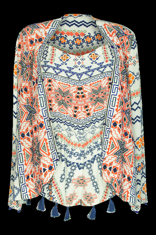 SALE Ikat Jumpsuit Mit Perlendetails Und Quasten