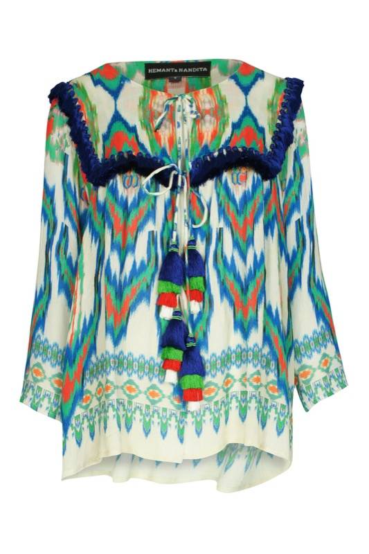 SALE Ikat Top in Grün mit Paillettendetails