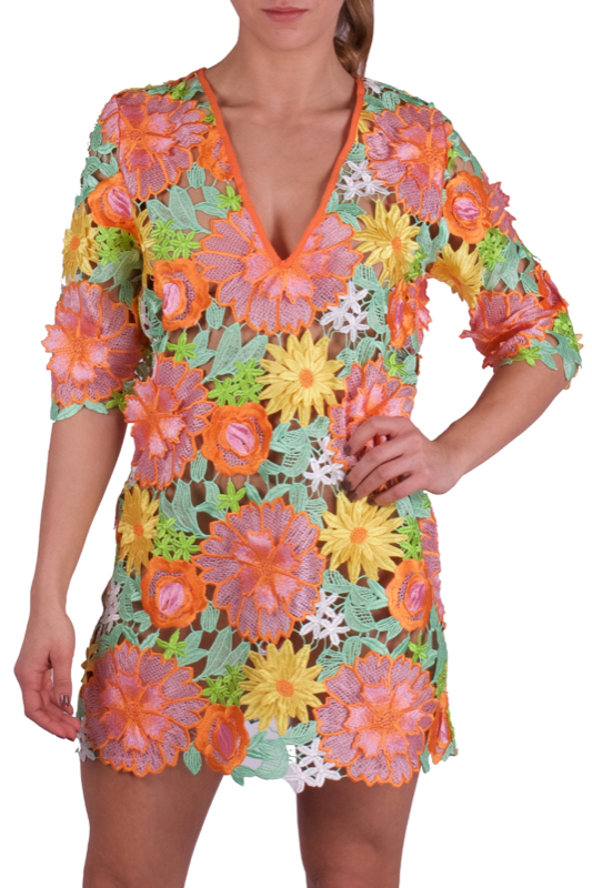 SALE Kaftan Mit Gehäkelten Blumen