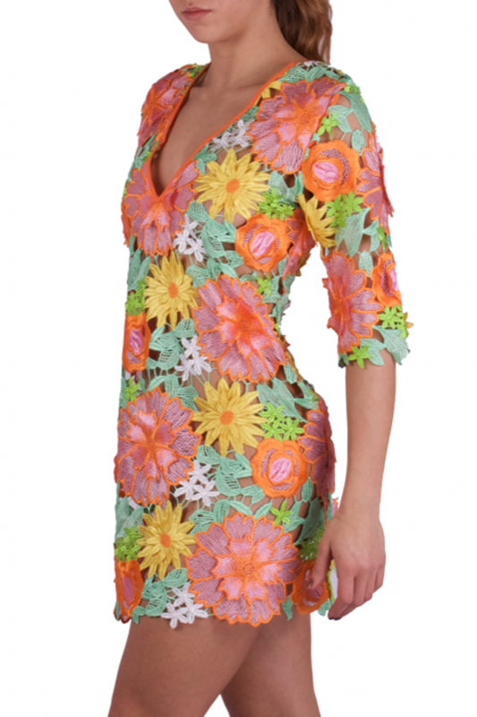 SALE Kaftan Mit Gehäkelten Blumen