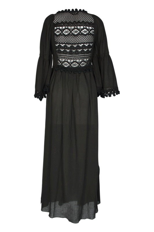 SALE Kaftan Mit Häkelbesatz In Schwarz