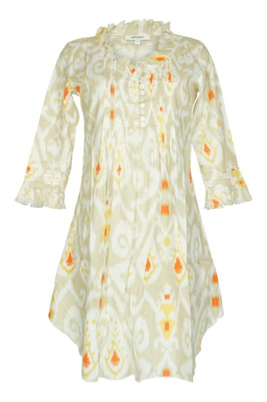 SALE Kaftan mit Ikat-Muster in Beige/Orange