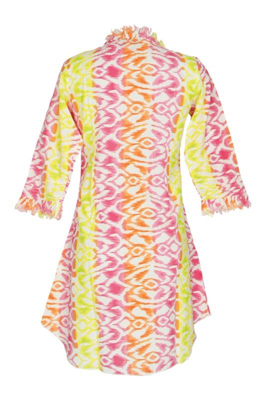 SALE Kaftan Mit Ikat-Muster In Pink/Gelb