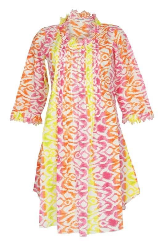 SALE Kaftan mit Ikat-Muster in Pink/Gelb