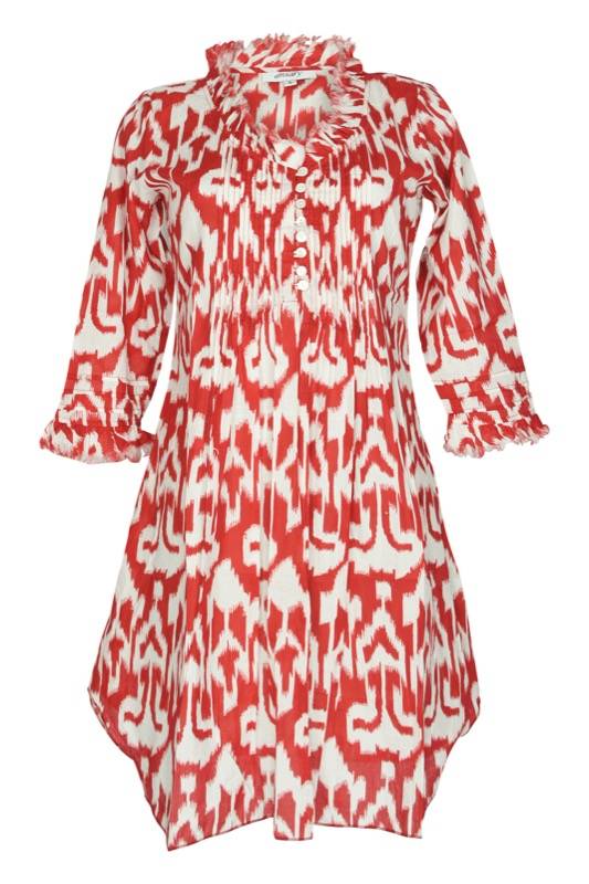 SALE Kaftan mit Ikat-Muster in Rot