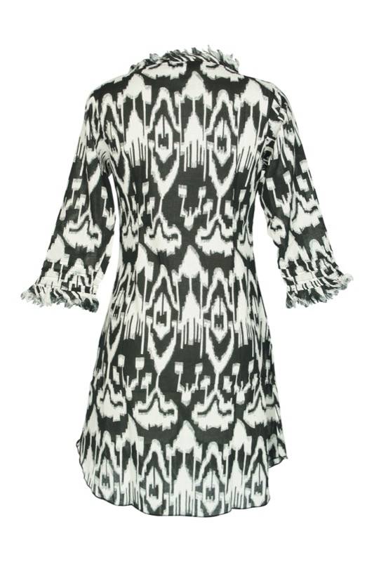 SALE Kaftan Mit Ikat-Muster In Schwarz