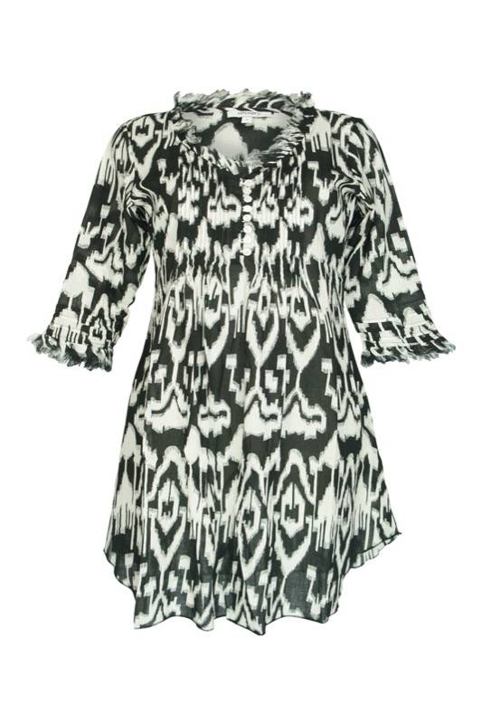 SALE Kaftan Mit Ikat-Muster In Schwarz