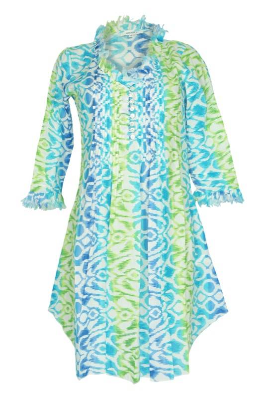SALE Kaftan mit Ikat-Muster in Türkis/Grün