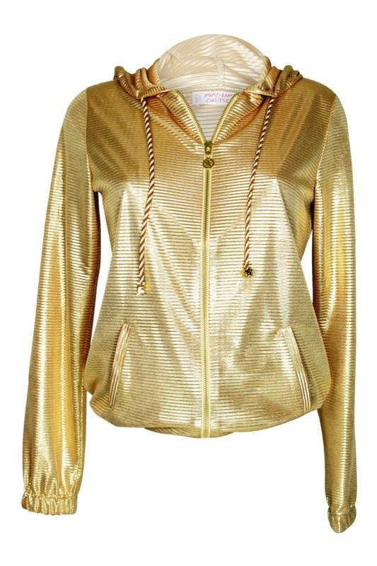 SALE Kapzenjacke im Metallic-Look gold