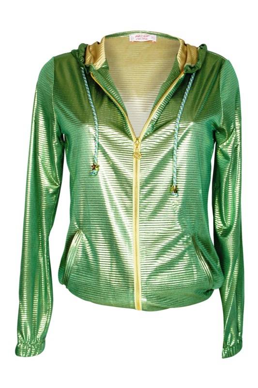 SALE Kapzenjacke Im Metallic-Look Grün