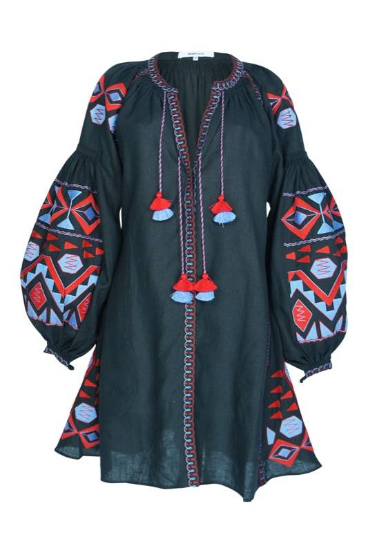 SALE Kilim Minikleid schwarz/rot