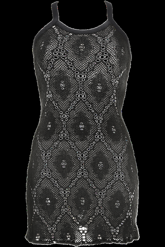 SALE Kleid In Mondänem Schwarz Und Häkel-Look