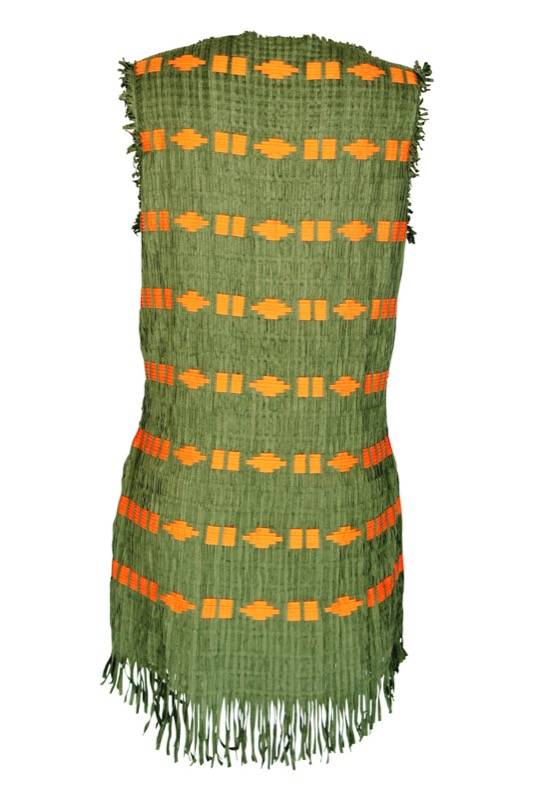 SALE Kleid Mit Fransen In Lederoptik Grün