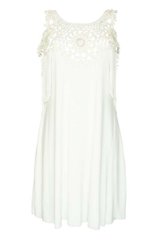 SALE Kleid mit Häkeldetails und Fransen