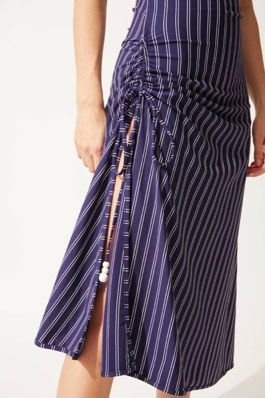 SALE Kleid Mit Schnürung Navy/Weiß