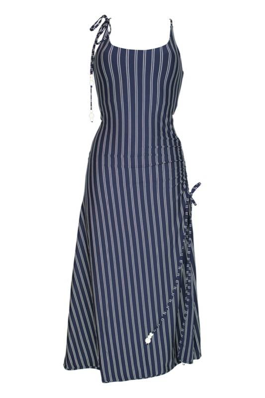 SALE Kleid mit Schnürung Navy/Weiß