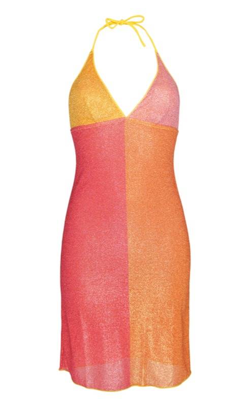 SALE Lurex Padded Minikleid Gelb