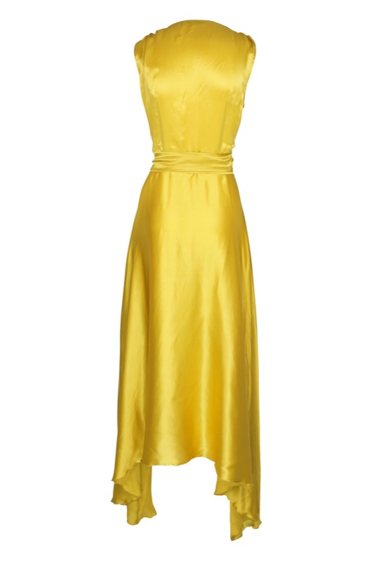 SALE Marylin Seiden Kleid Safran