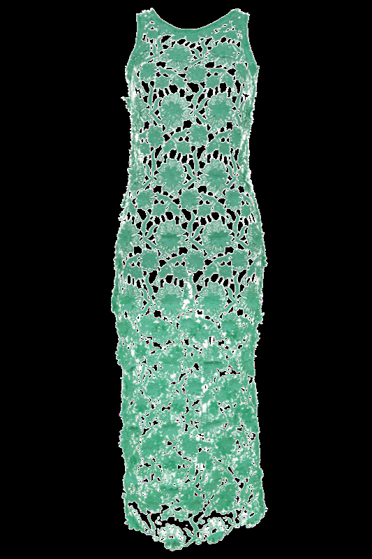 SALE Maxikleid aus Makramee-Spitze in Grün