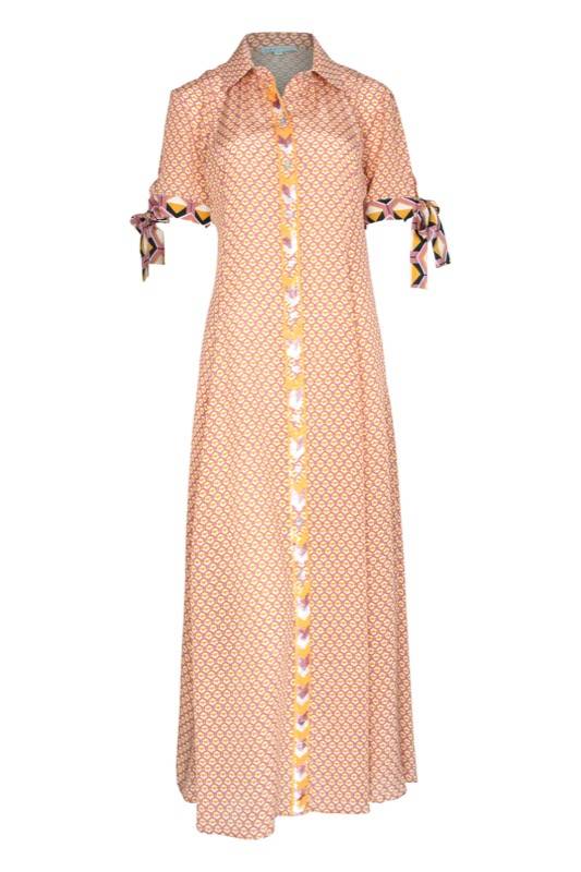 SALE Maxikleid im Geometrischen Print Rosa