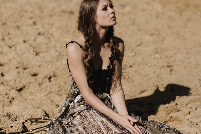 SALE Maxikleid Im Mustermix Mit Häckeldetails