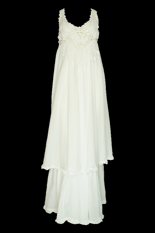 SALE Maxikleid mit Häckel-detail in weiß