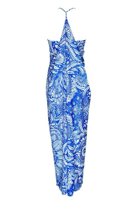 SALE Maxikleid Mit Mustertprint In Blau