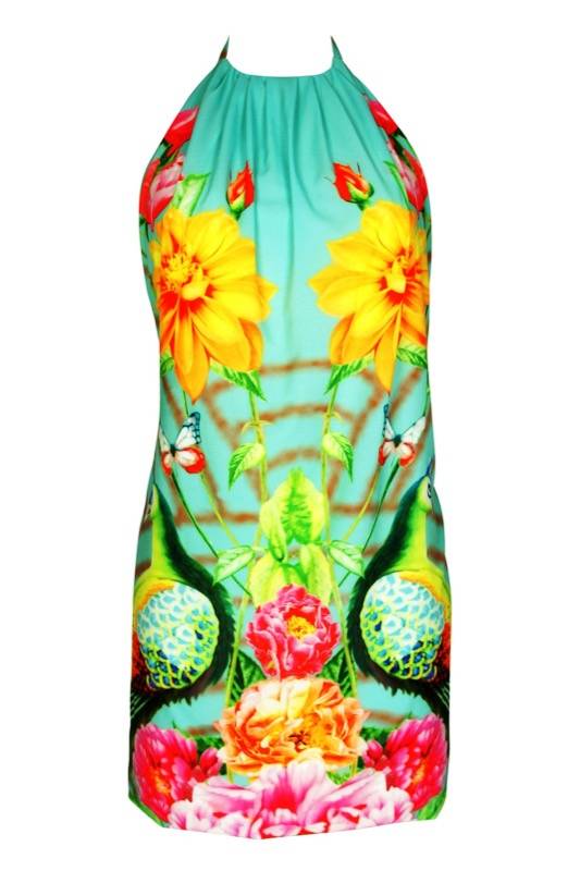 SALE Mini Dress Mit Blumenprint In Türkis