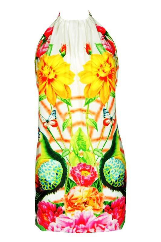 SALE Mini Dress mit Blumenprint in weiß