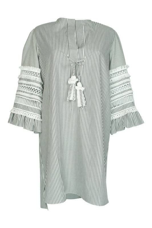 SALE Minikleid mit Streifen in grau