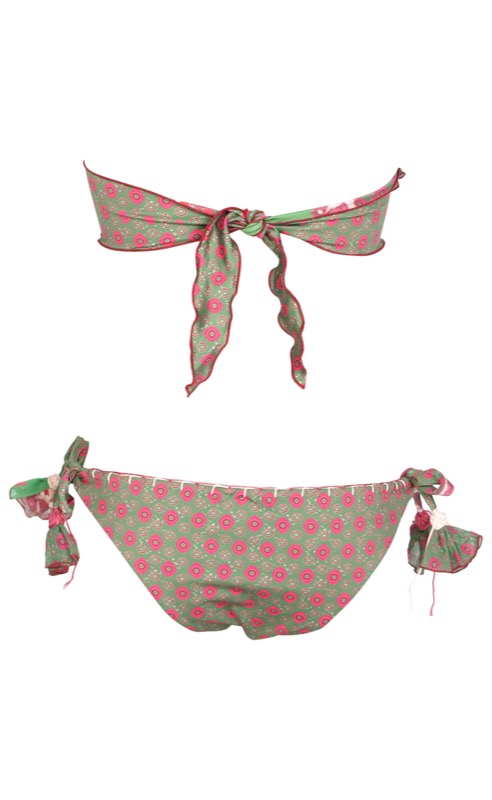 SALE Padded Bandeau Bikini Im Mustermix Grün