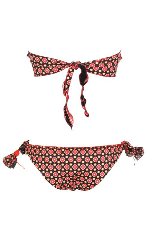 SALE Padded Bandeau Bikini Im Mustermix Schwarz