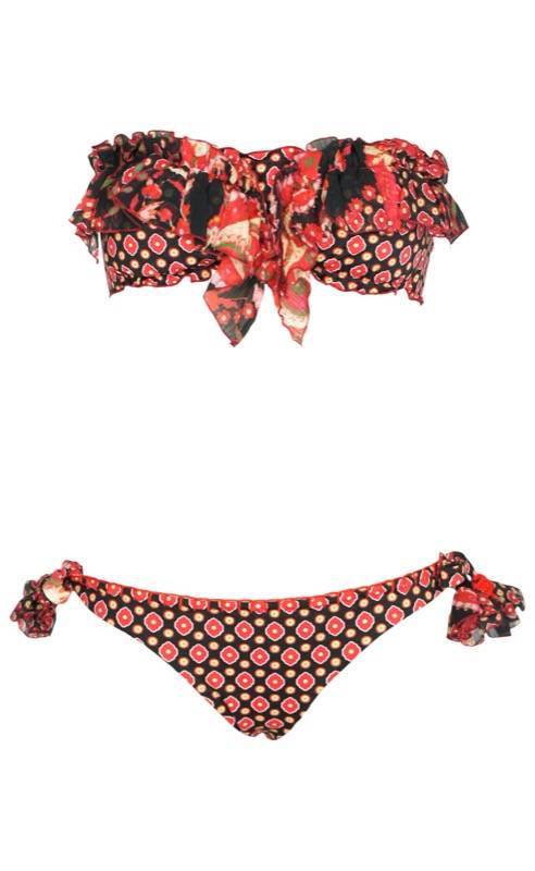 SALE Padded Bandeau Bikini im Mustermix schwarz